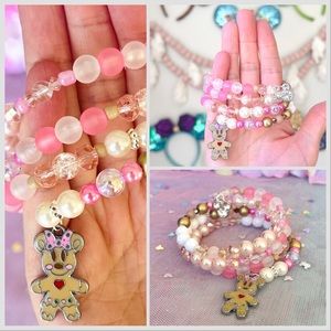 Minnie gingerbread pink Disney bracelet wrapped beaded handmade bracelet